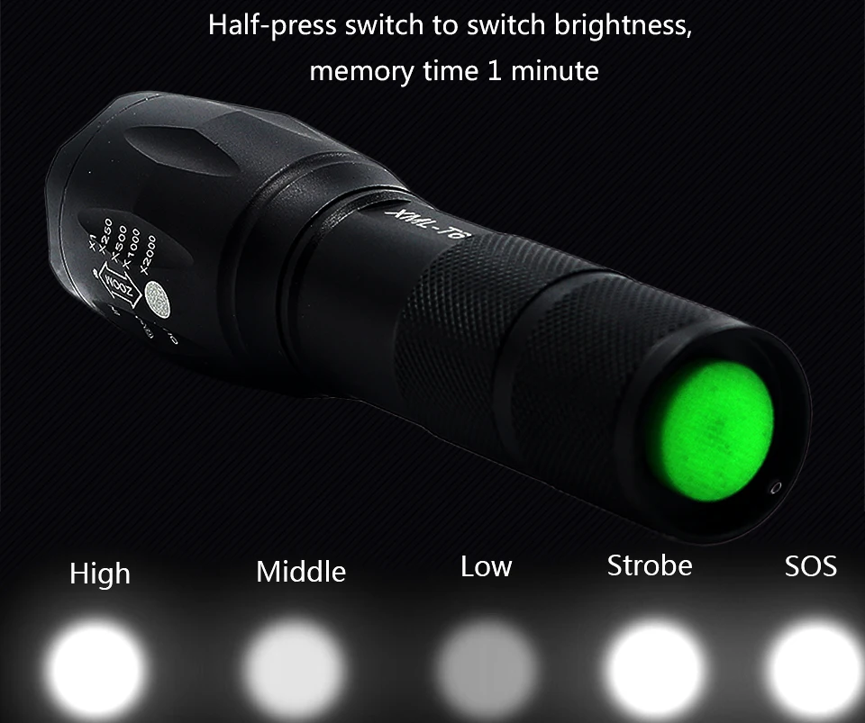 Led flashlight Ultra Bright torch V6 L2 T6 Camping light 5 switch Modes Zoomable Bicycle Light use 18650 battery