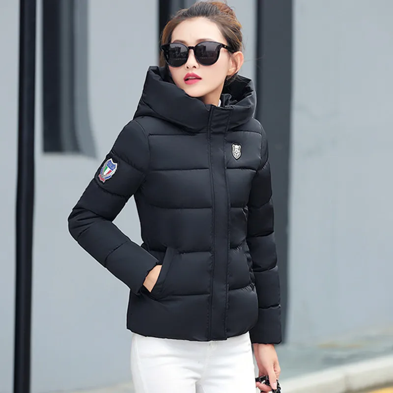 

Slim Thick Hooded Female Jacket Coat 4 Colors 2018 New Fashion Warm Winter Jacket Women Down Parkas Cotton Padded Jacket Girls