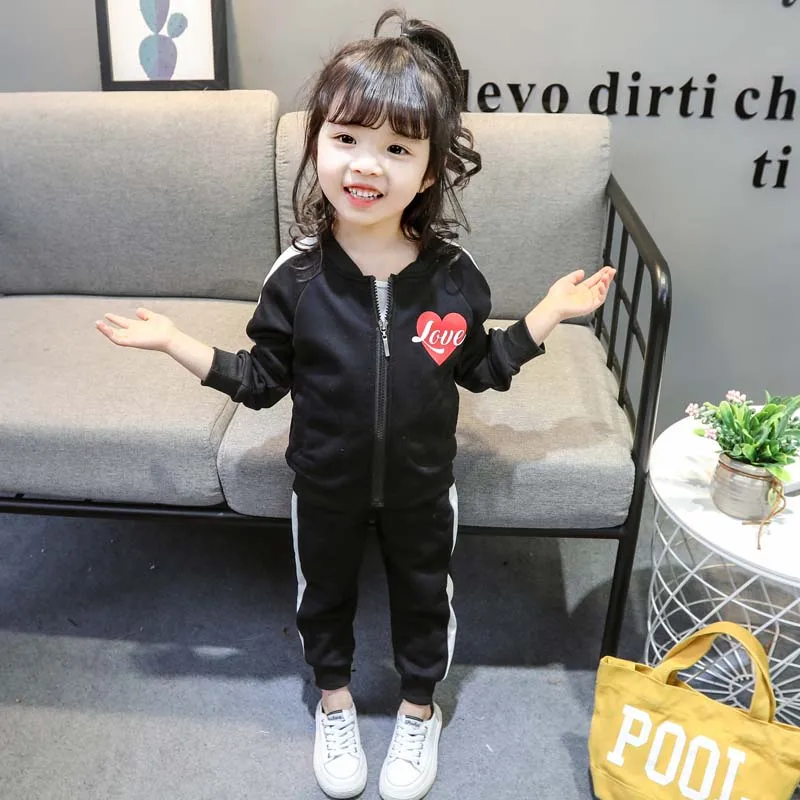 

girls clothing sets spring autumn new children casual cotton 2pcs coats+pants 2pcs suits for kids sport sets girls clothing 1-4Y