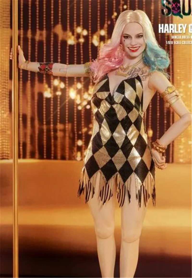 Harley Quinn Dress Costume - Suicide Squad Harley Quinn Black Gold Sequin Club Dress for Backless Cosplay Carnival Party image 3