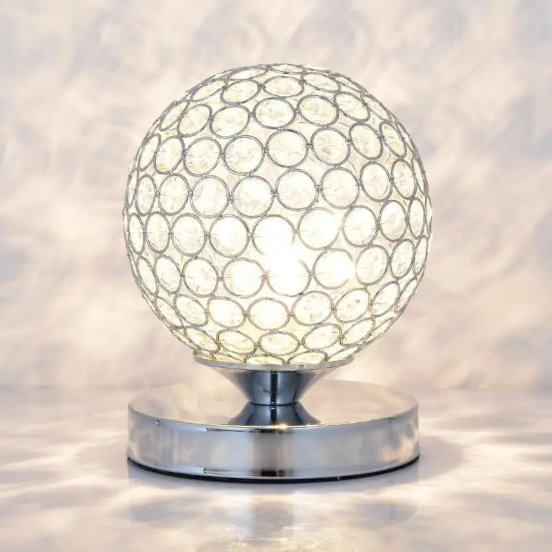 

Simple Modern Crystal Table Lamp Bedroom Bedside E27 Lamp Creative Fashion Crystal Bed Ball Living Room led Desk Lamp