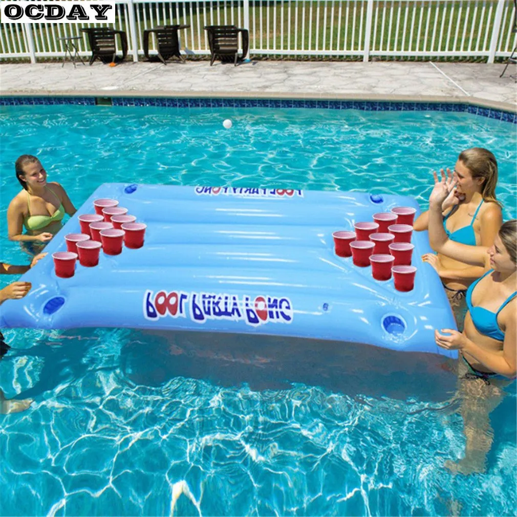 Надувные пивные понги для настольного бассейна плот Lounge ПВХ плавающий плот с 24 чашками держатели для бассейна вечерние игра вода игрушка