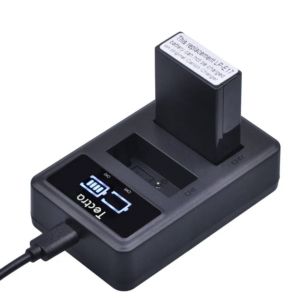 Tectra 3 шт. LP-E17 Батарея+ светодиодный дисплей USB Dual Зарядное устройство для цифровой однообъективной зеркальной камеры Canon EOS 200D M3 750D 760D 800D T6i T6s 8000D поцелуй X8i