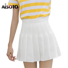 Alsoto летнее Новое Для женщин юбка короткая модная Корейская версия сплошной Цвет Повседневное мини Высокая талия плиссированные юбки Faldas