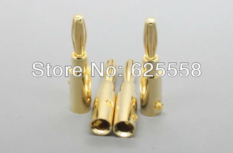 

4 x Economy Gold Plated Banana Plug Connector for Speaker Cable Solder Free