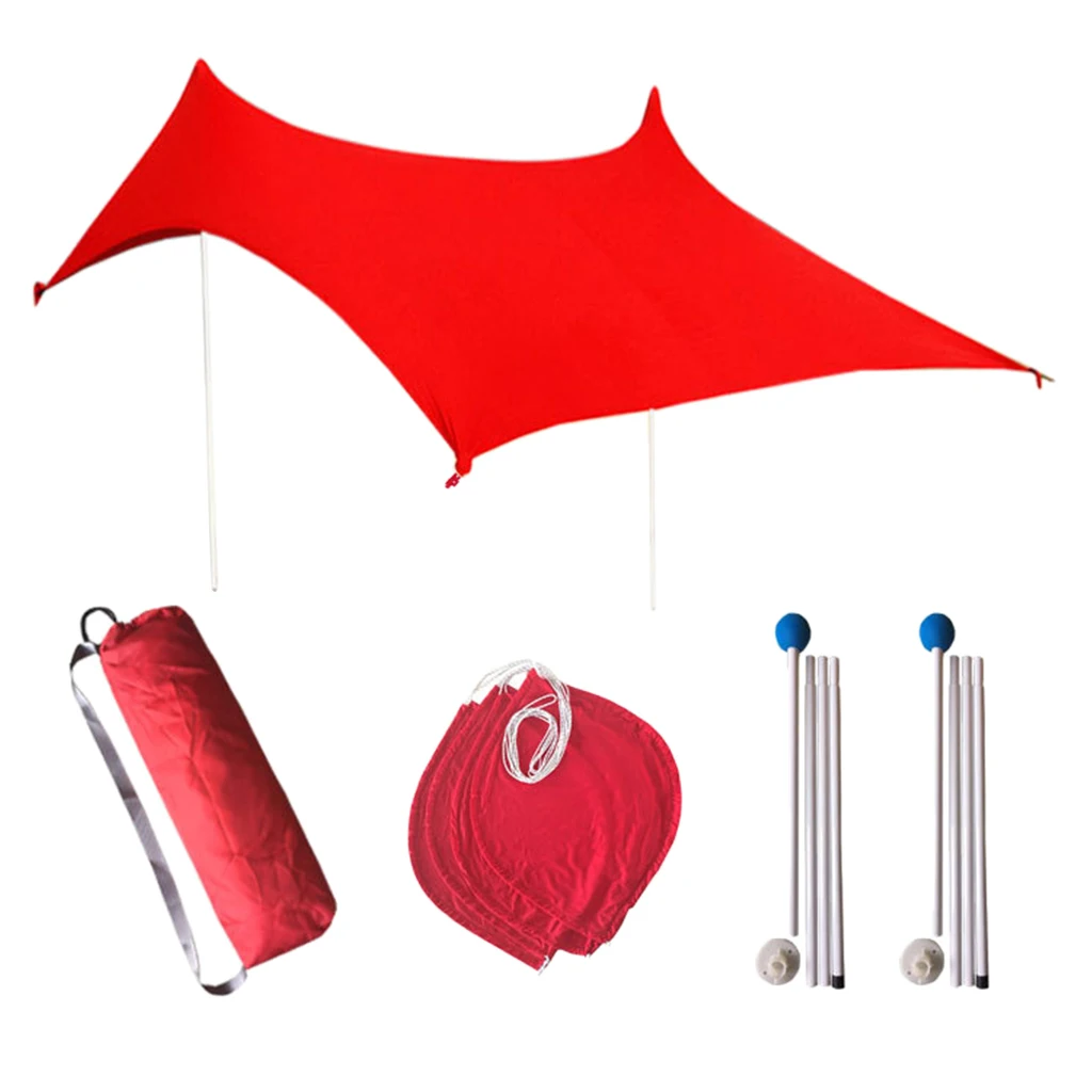 3-4 Person Beach Sunshade Canopy UPF50 UV Protection Sun Shelter Tarp Awning
