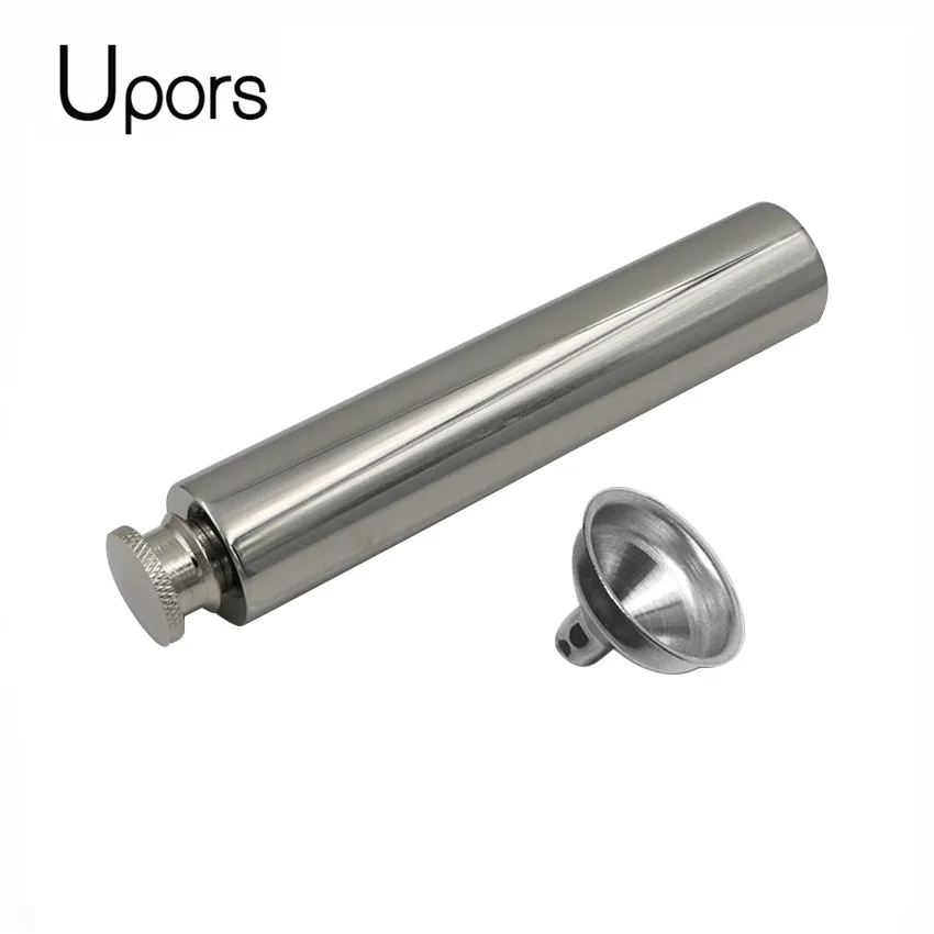 

UPORS 2OZ Hip Flask with Wine Funnel Portable Mini Stainless Steel Whiskey Flask Flat Bottom Tube Alcohol Bottle