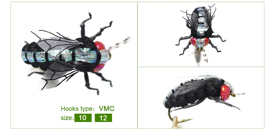 Набор мух для ловли нахлыстом, 12 шт., Реалистичная приманка для насекомых от комаров, приманка для форели, набор для ловли нахлыстом