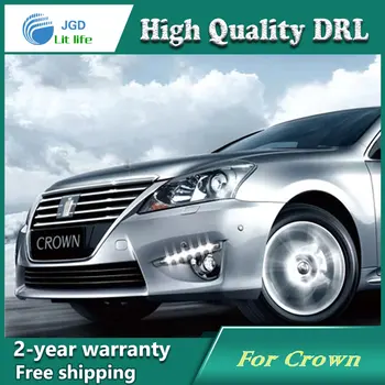 

Free shipping ! 12V 6000k LED DRL Daytime running light case for Toyota Crown 2013 Fog lamp frame Fog light Car styling