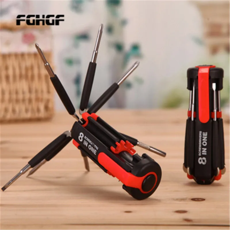 

Multi-function screwdriver set 8-in-1 repair tool screwdriver with LED flashlight car with screwdriver outdoor tools
