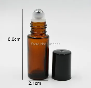 

700pcs BY DHL Free Refillable THICK 5ml 1/6oz Amber ROLL ON fragrance PERFUME GLASS BOTTLE ESSENTIAL OIL Metal Roller ball