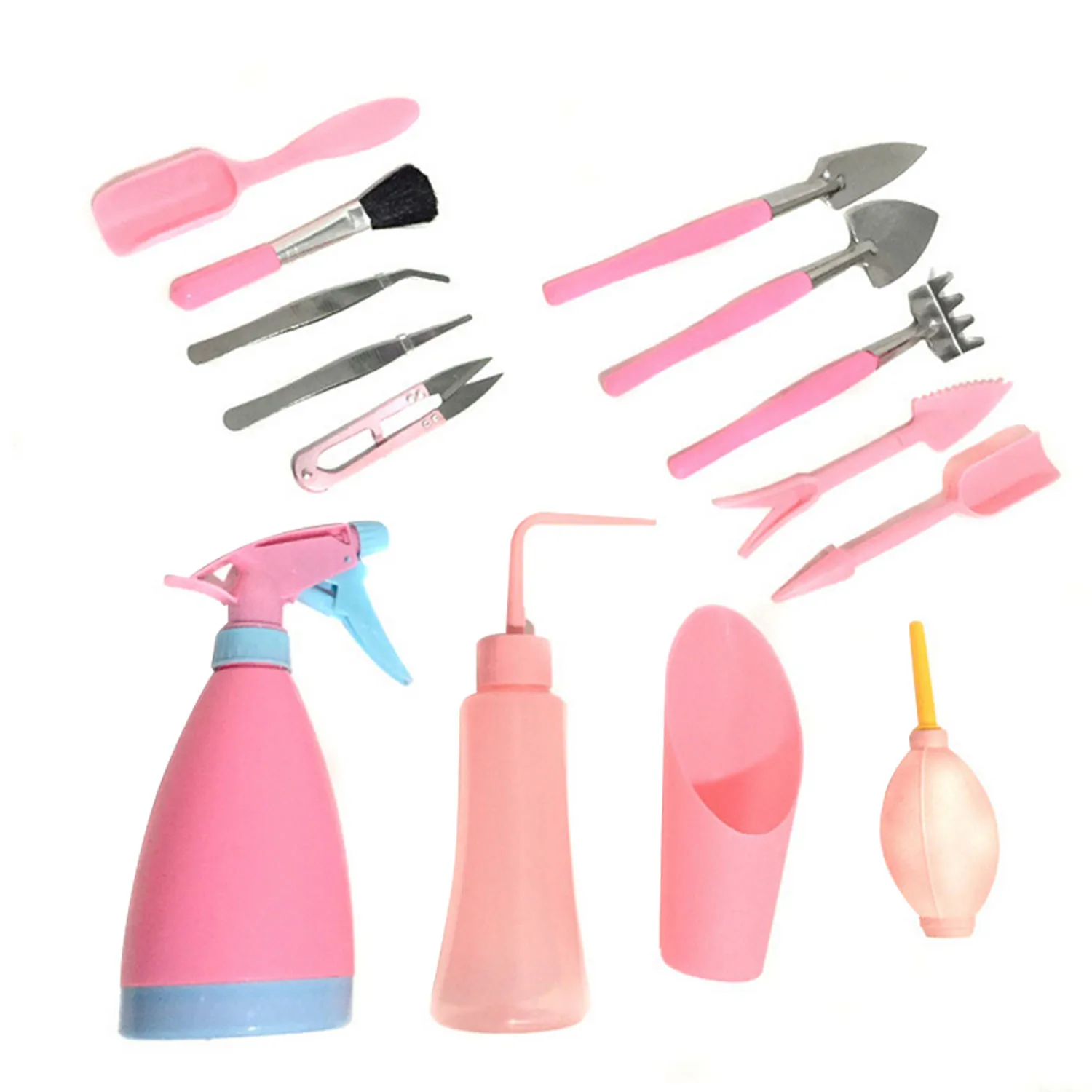 Pink Behogar 19 шт. мини садовый набор инструментов для посадки, набор для копания, раскапывание, трансплантация, полив, цветок, суккулентные горшечные растения - Цвет: Pink