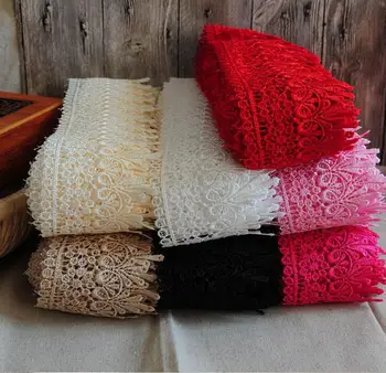 

13 Meters/lot Free Shipping Embroidery Sew DIY Craft Pink Red Coffee Flower Lace Trim Fabric New 8.5cm Costume Decor Trimming