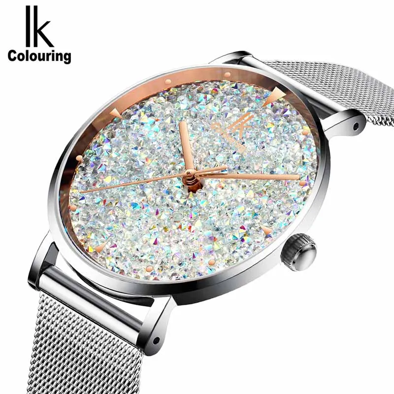 Роскошные женские часы, женские магнитные часы Gypsophila с циферблатом, женские кварцевые часы, водонепроницаемые часы со стальным ремешком, браслет, подарок для девочки, часы - Цвет: Silver white