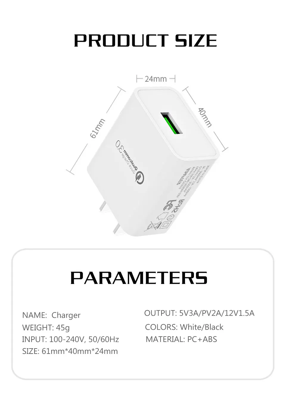 US Adapter USB Charger Mobile Phone Chargers USA Electrical Socket For Electronic Equipment in United States QC3.0 Fast Charging (9)