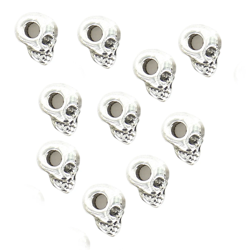 10pcs Fashion Retro Skull Spacer Beads for  Sewing Necklace Bracelets Making DIY Accessories Antique silver Color