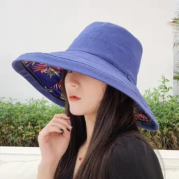 

2019 Fashion Design Flower Foldable Brimmed Sun Hat Summer Hats for Women UV Protection large brim beach sun hats outdoor