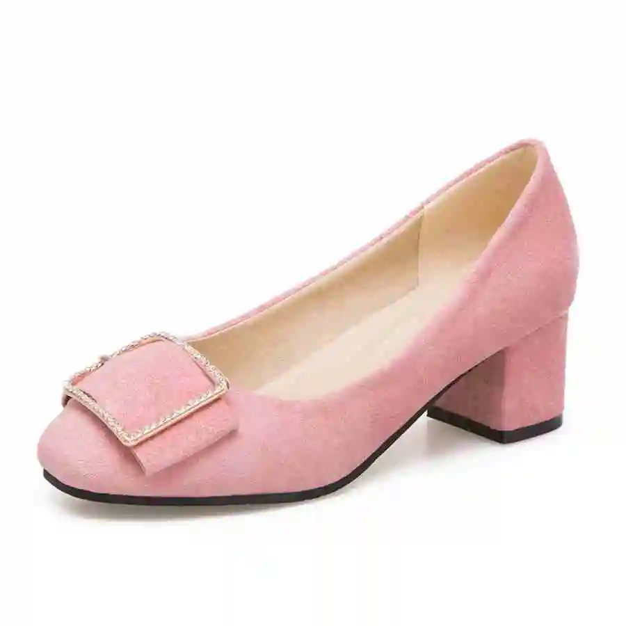 Place Pu L06 Beige Réunion Boucle Lenkisen Peu Femmes Pompes Bureau On Confort Plus Cristal La Élégant Slip Profonde Taille Solide Med Talons noir rose Orteil a1wwz4nYq