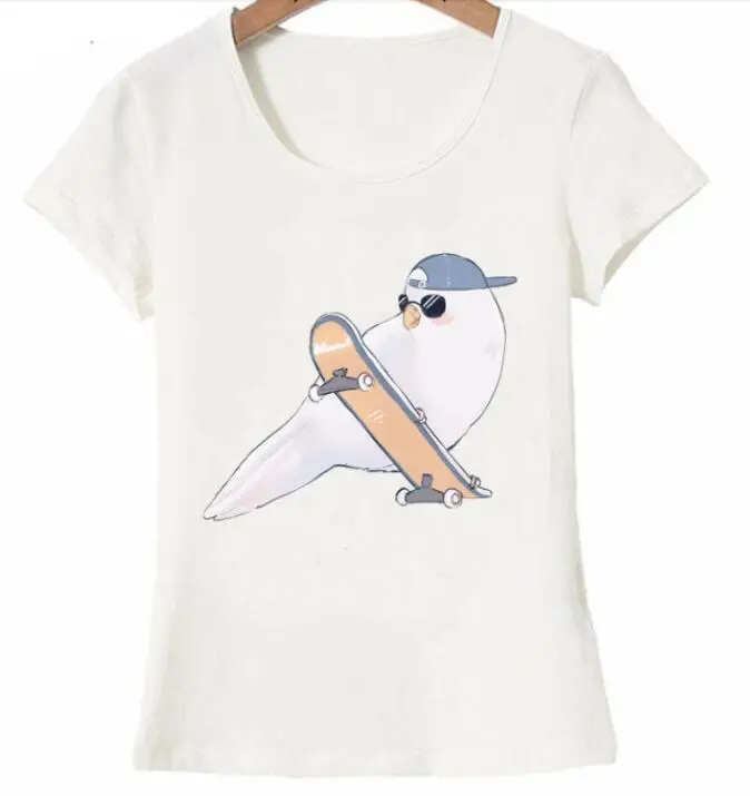 Hipster Cool Coo oiseau imprimer T-Shirt d'été femmes T-shirt belle oiseau amoureux décontracté femme hauts jeune fille Hip Hop