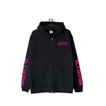 

Kpop BLACKPINK Black Women Hoodies Zipper Sweatshirt 2020 new Hip Hop hooded Sweatshirt Women streetwear Harajuku female Clothes