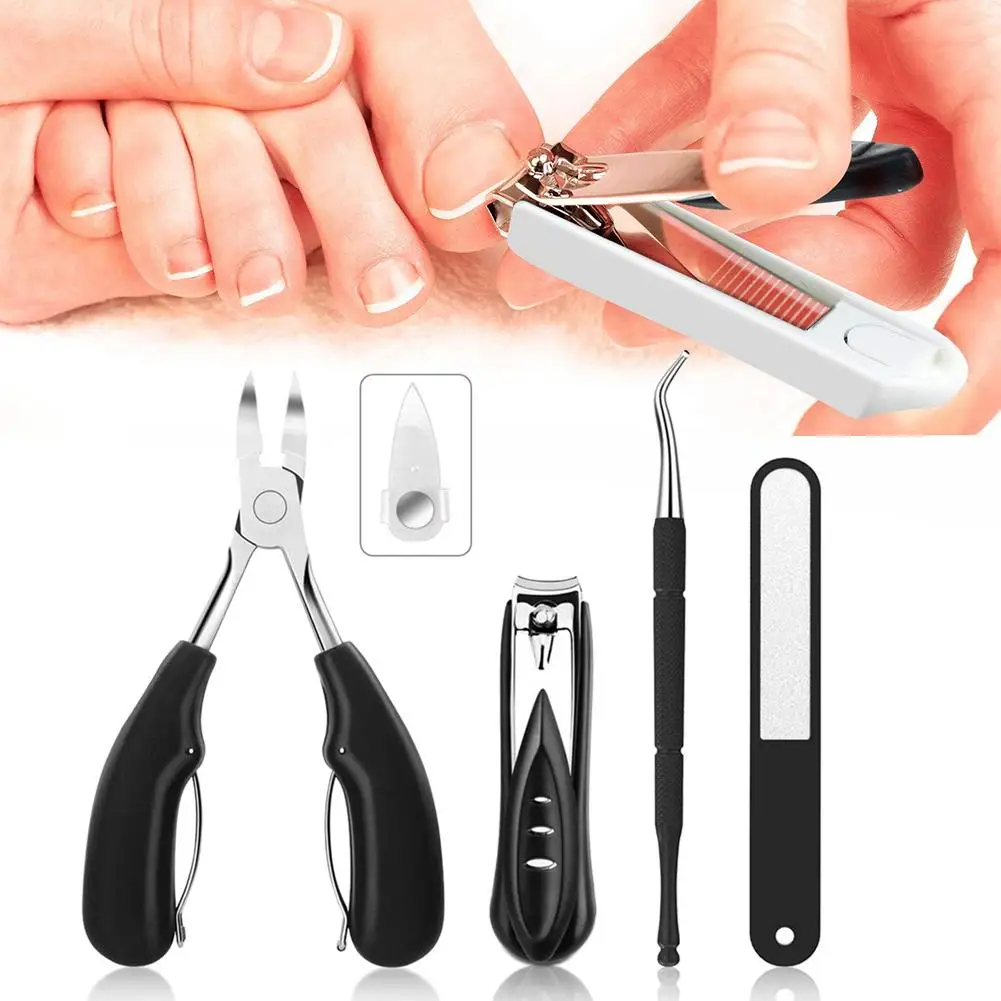 

4pcs Toe Nail Clippers Sets Nail Correction Clipper Cutter Pedicure Care Tool For Thick Ingrown Paronychia Fungus Irregular Nail