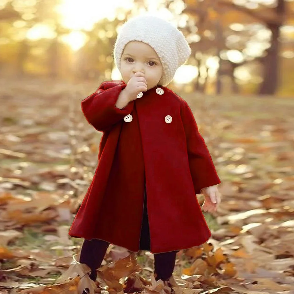 

boys clothes Autumn Winter Girls Kids Baby Outwear Cloak Button Jacket Warm Coat Clothes kids clothes roupa infantil hot #06