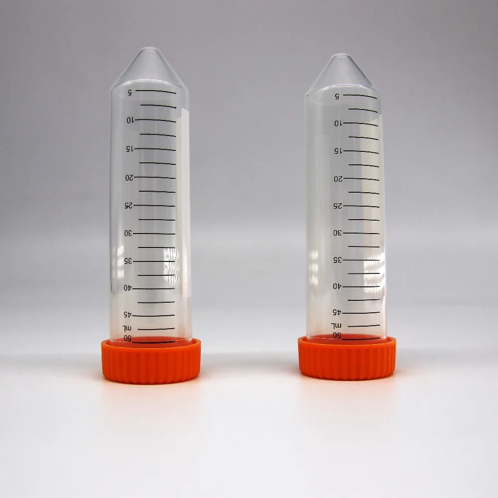 25Pcs Conical Centrifuge Tube 50ml Plastic Screw Cap Cusp Bottom Test Tubes