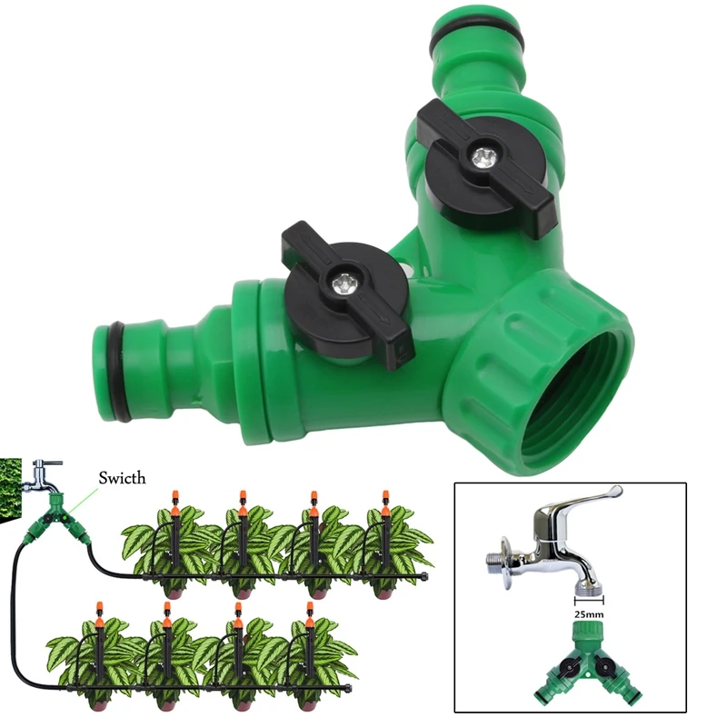 

2 Way Garden Hose 4'' Threaded Splitter Tap Connector Y Two Outlet Connection
