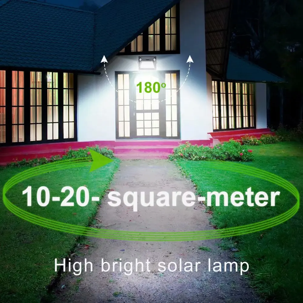 Outdoor Solar Lights PIR Motion Sensor LED Wall Lamp Double PIR Inductor 7 Color Changes 3Modes Garden Decoration/Security Light