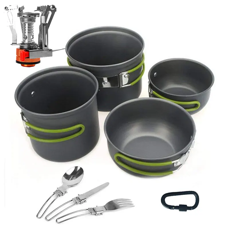 VILEAD portátil al aire libre Camping olla 2-3 personas Picnic utensilios de cocina 10 sets de senderismo Tour cocinar fideos instantáneos de Camping olla