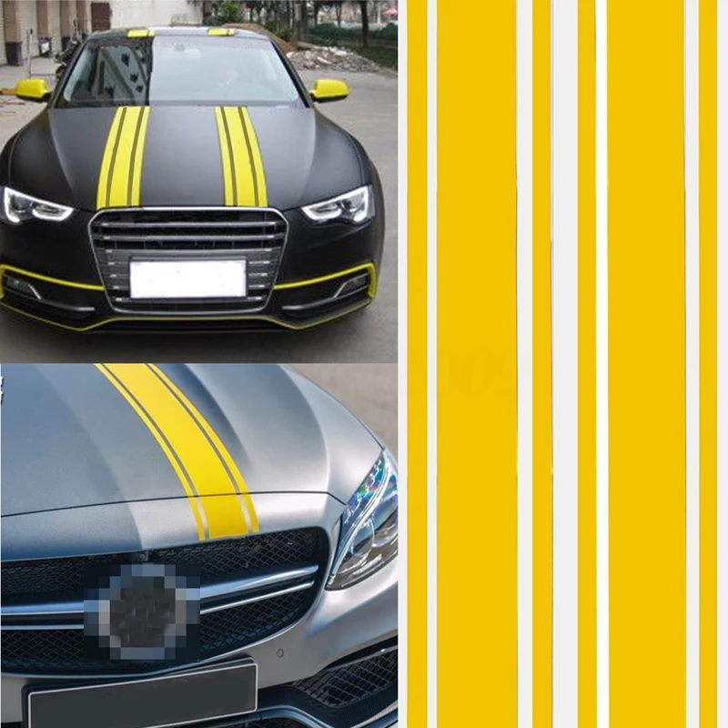 2pcs 183x8cm DIY Car Body Hood Vinyl Racing Stripe Pinstripe Sticker Decal
