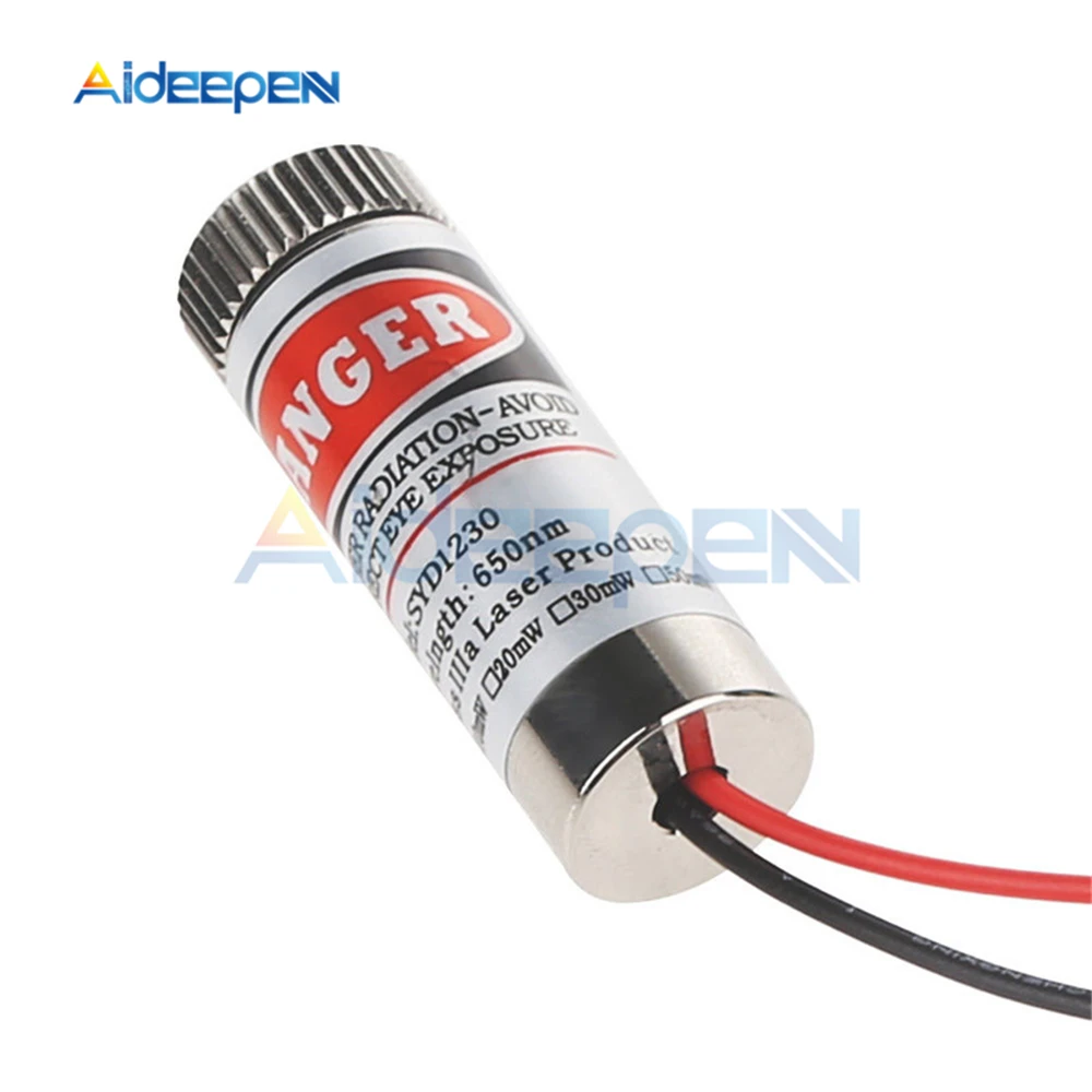 Adjustable Beam 650nm 5mW Red Line Laser Module Head Glass Lens Focusable Industrial Class 3-5V