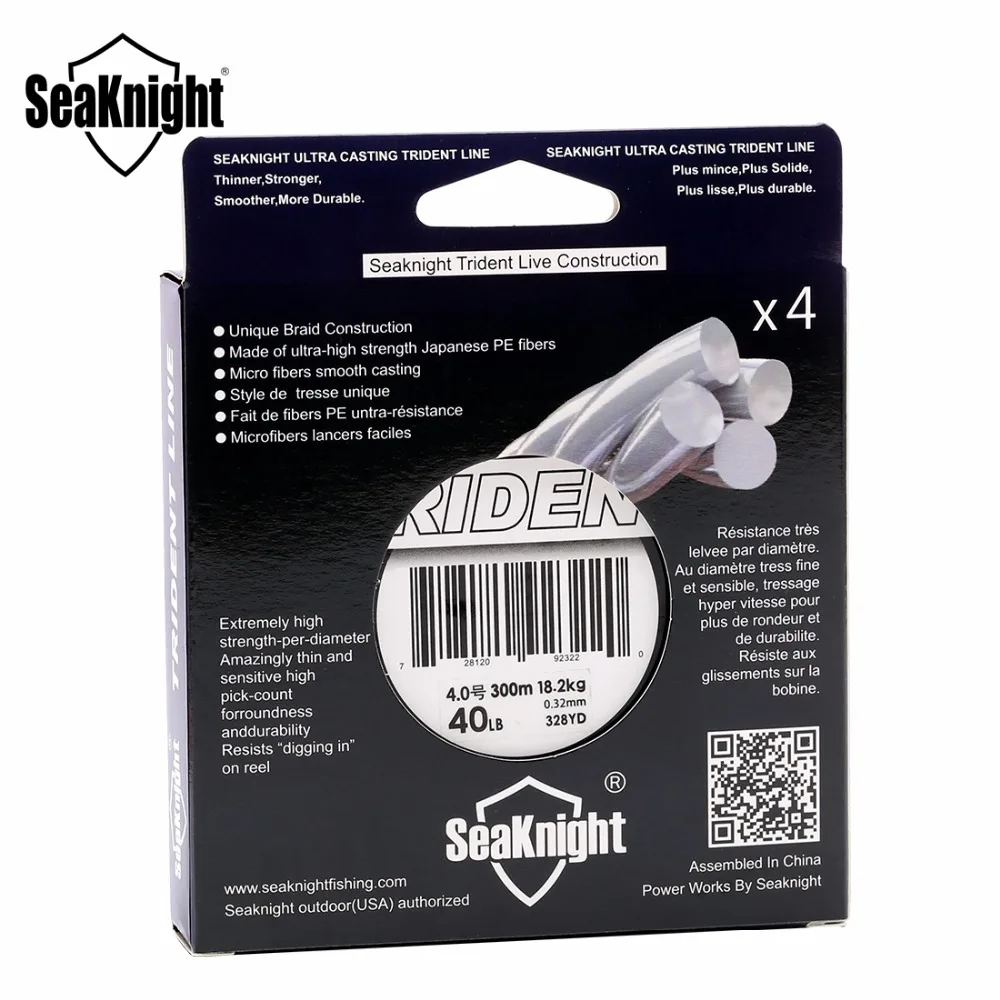 SeaKnight Новый трезубец 300 м 328Yds Плетеный Рыбалка линии 4 нити 8 80LB мульти нить pe