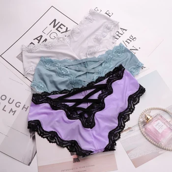SP&CITY Bandage Deign Hollow Out Silk Sexy Panties Sex Women Lace Underwear Female Lingerie Crotch Cotton Briefs Thongs String 3