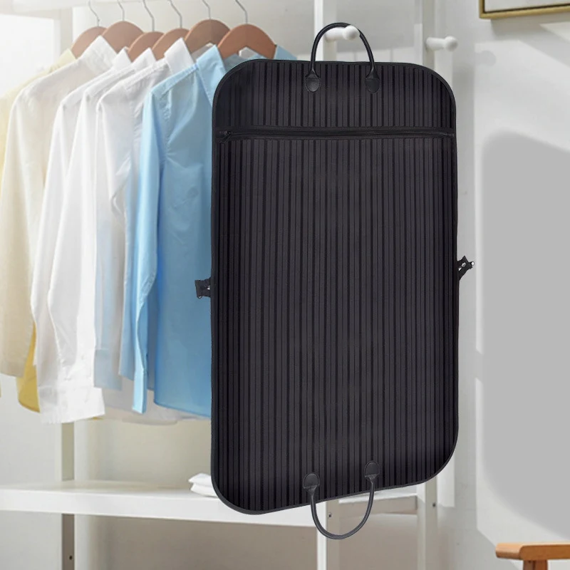 

New Suit Dust Covering Dustproof Coat Clothes Covering Garment Bags Oxford Cloth Black Anti Dust Clothes Covering Stripe
