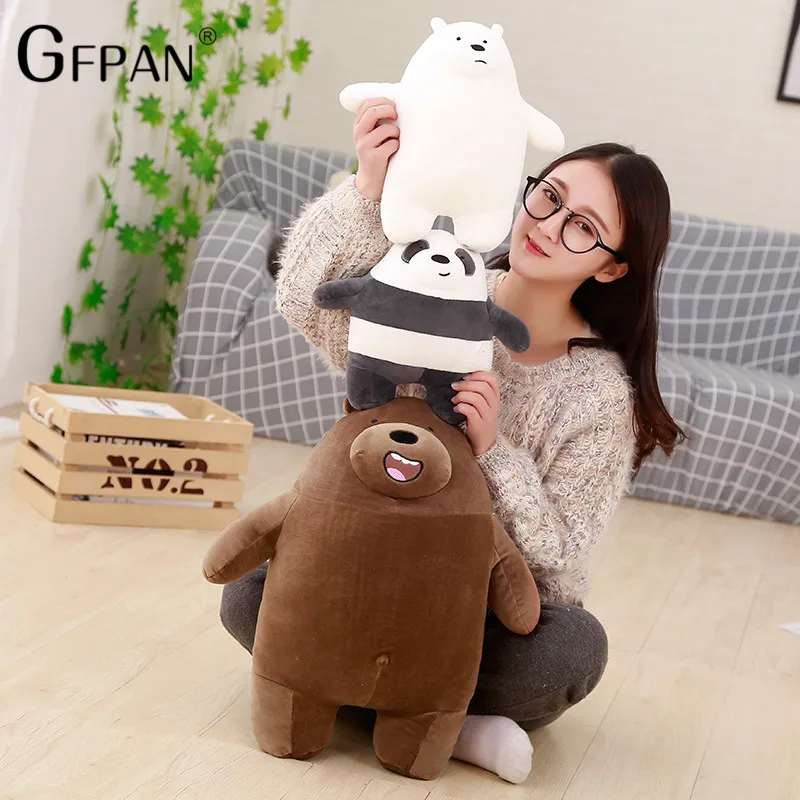 

3pcs/lot 30cm 2018 New Arrival Bare bears Cartoon Bear Stuffed Plush Toy White Brown Bear Panda Birthday Gifts for Kids Children