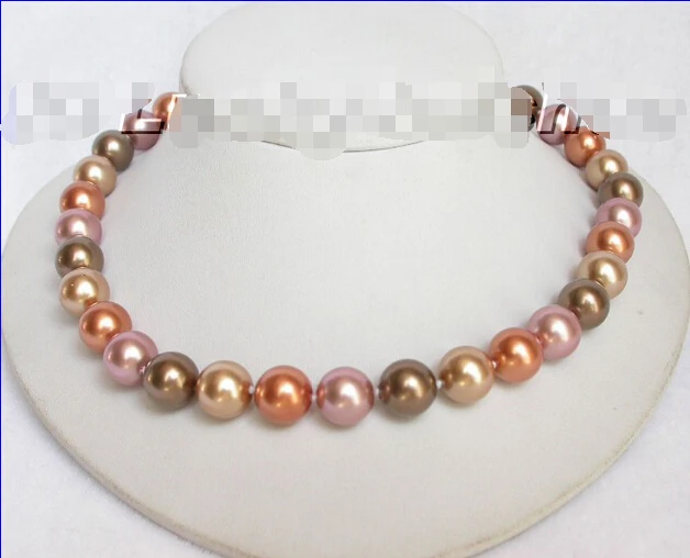 

12mm round Multicolor south sea shell pearls necklace ^^^@^Noble style Natural Fine jewe FREE SHIPPING