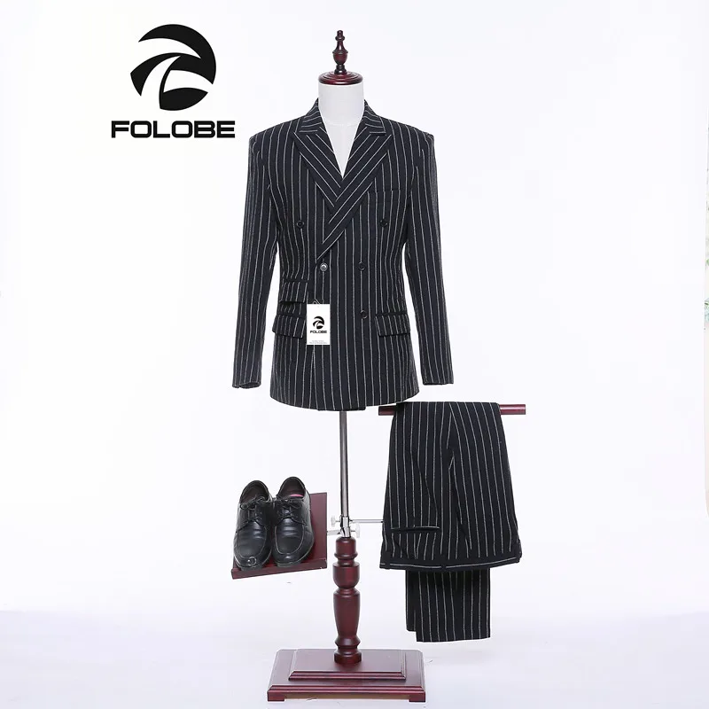 Folobe New Stock Tweed White Stripe Black designs font b Men b font font b suit