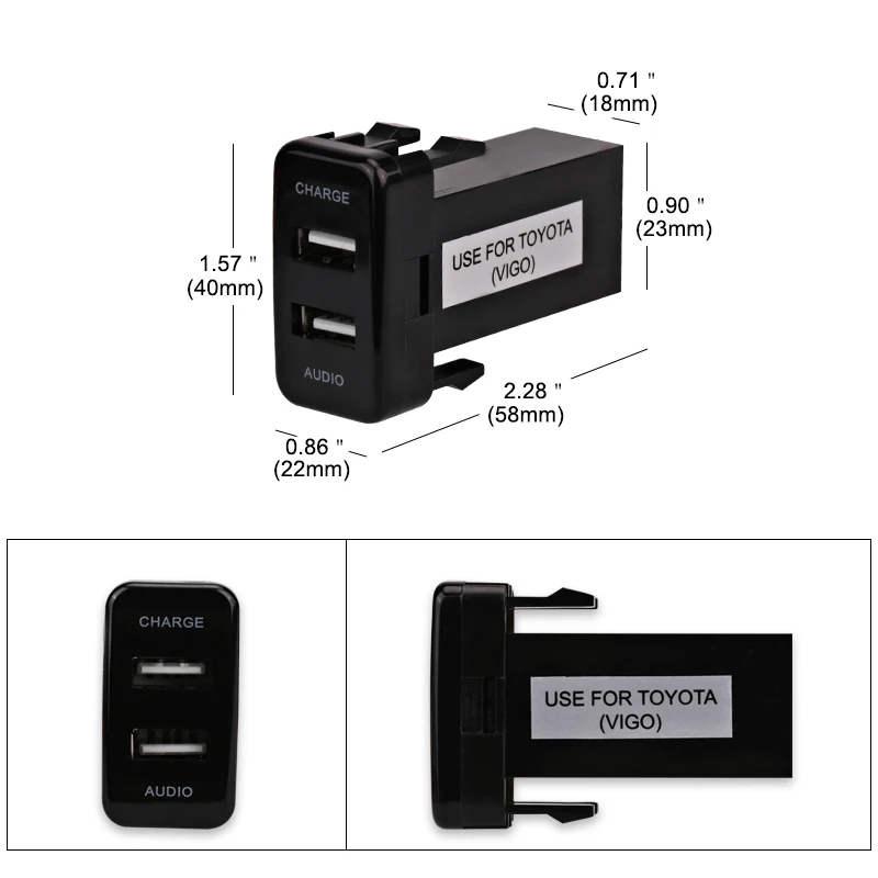 Автомобильное зарядное устройство с разъемом USB 5 в 2,1 А и USB аудио входное гнездо для TOYOTA Hilux VIGO Автомобильная развлекательная розетка