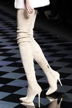 Runway over the knee high heel boots Autumn Pointed Toe Thigh High Boots Beige Suede high heel boots woman long boots
Runway over the knee high heel boots Autumn Pointed Toe Thigh High Boots Beige Suede high heel boots woman long boots