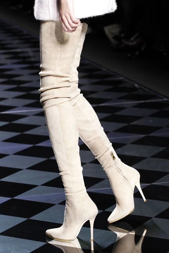 Details about   44/47 Women's High Heel Pointy Toe Stilettos Over The Knee Slouch Boots Runway L