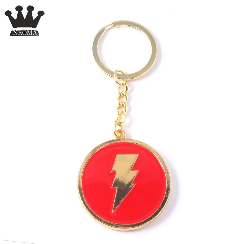 

2019 New Shazam Lightning Shape Keychain Red Enamel Key Chain Men Women Jewelry