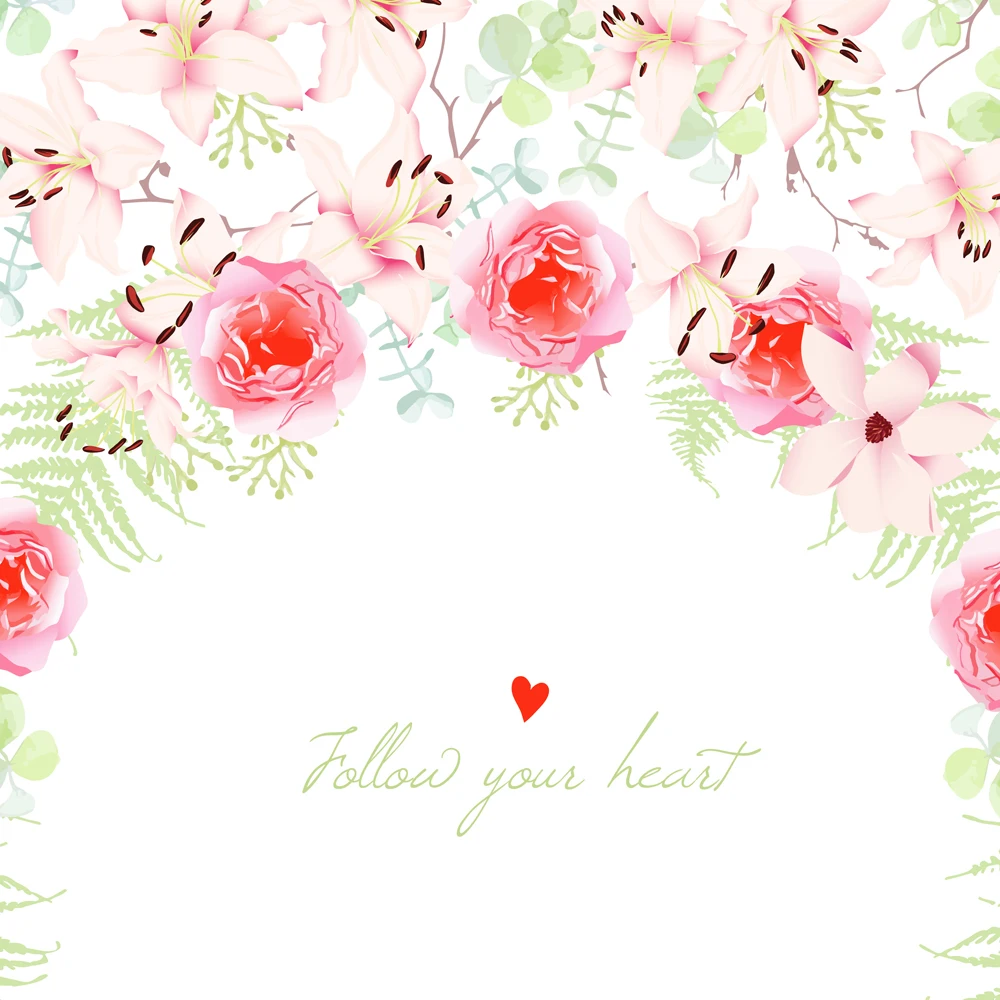 

HUAYI Printed Vinyl Photography Backdrop Roses Floral Design Wedding Bridal Shower Baby Shower Background