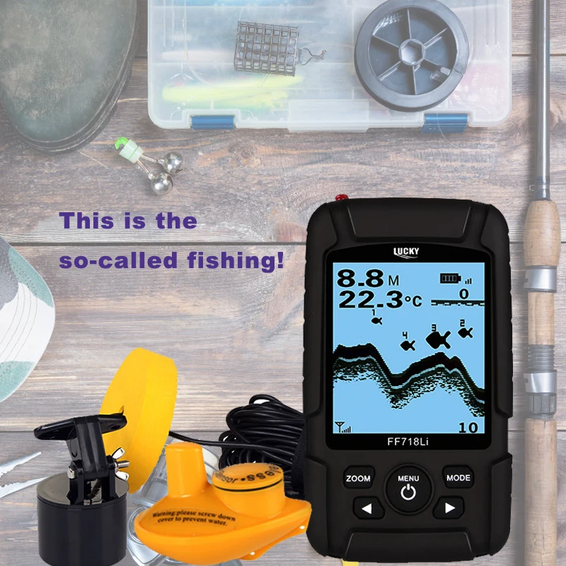محظوظ FF718Li الأسماك مكتشف السونار محول 2 في 1 السلكية واللاسلكية 328ft/100 متر عمق Fishfinder الاستشعار المحمولة للماء # B8