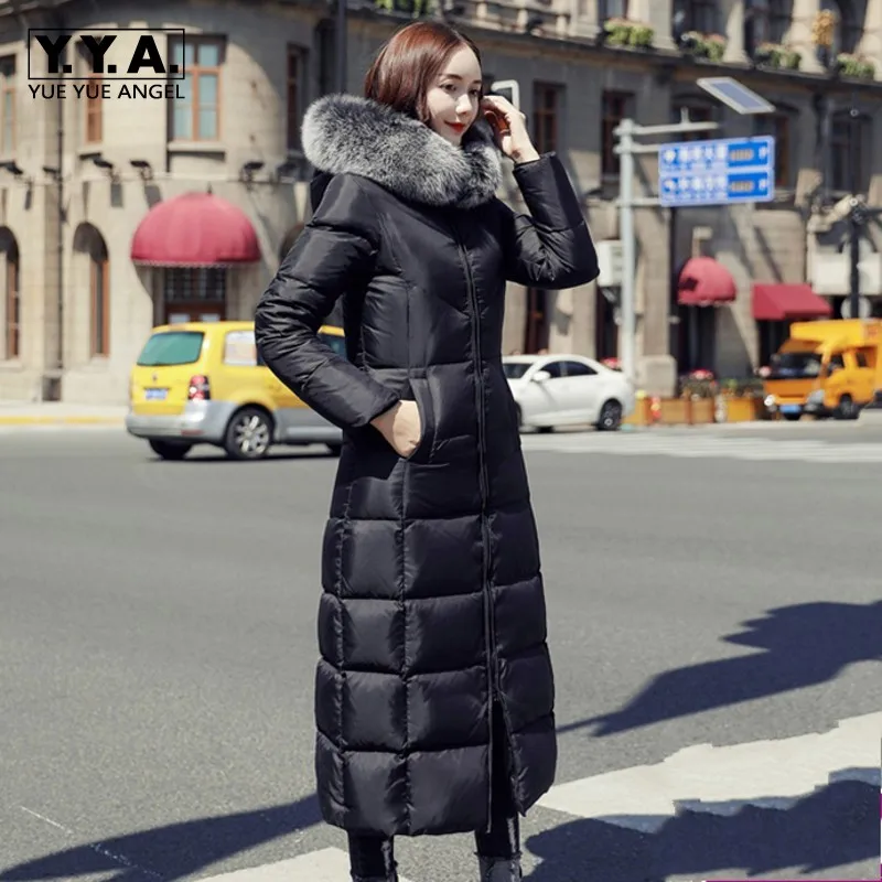 Vrouwen Winter Zwart Maxi Donsjack Bontkraag Hooded Uitloper Jas Casual Slim Fit Lange Jassen Vrouwelijke Warm Kantoor Dames overjas Vrouwen Winter Zwart Maxi Donsjack Bontkraag Hooded Uitloper Jas Casual Slim Fit Lange Jassen Vrouwelijke Warm Kantoor Dames overjas