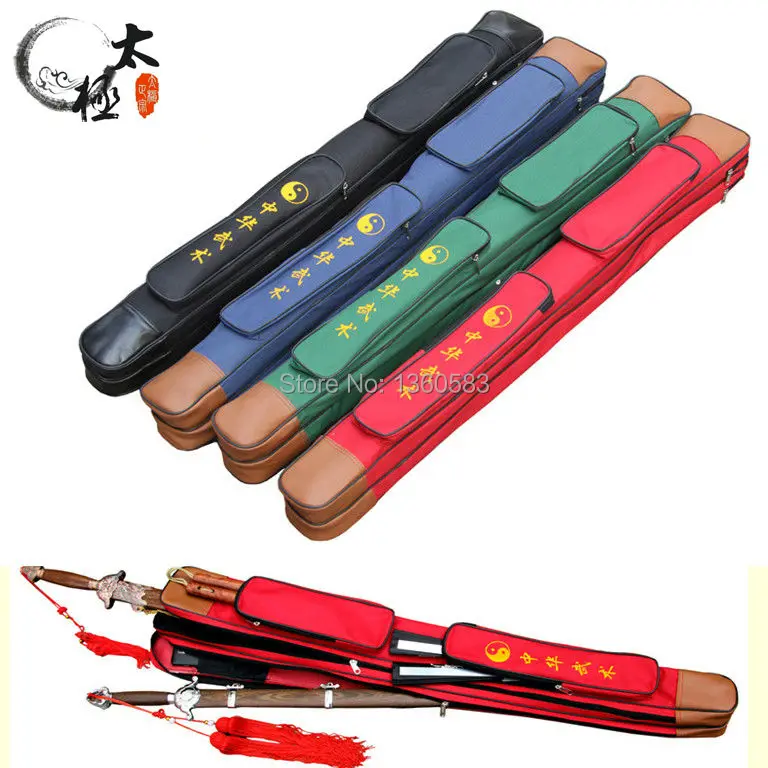 New Double layers tai chi multifunctional sword bag , lengthen is 110cm
