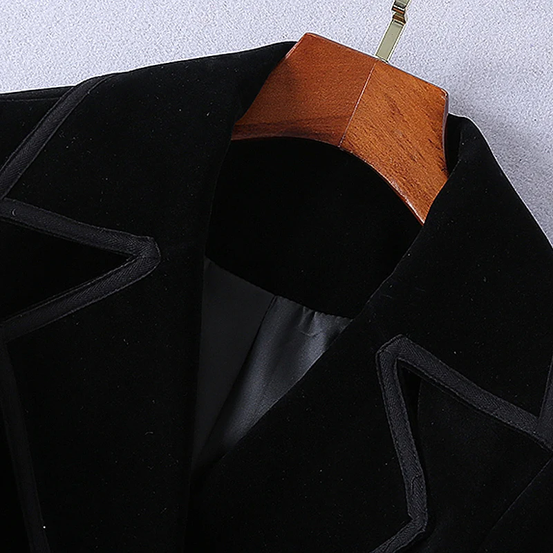 Bureau Manteau Coupe Piste Nouvelles Noir Partie Longues Manches Velours Automne Vintage Qualité Femmes De À Haute vent Élégant Hiver Chic Mode vfxwrvH