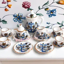 Кукольный домик Миниатюрный 1:12 игрушка кухня столовая 17 шт. набор Porcelaine Чайный сервиз DBA21