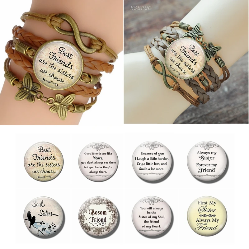 

Friendship Bracelet " Best Friends Are The Sisters We Choose " Best Friends Braided Multilayer Bracelet Gift for Girl Friends