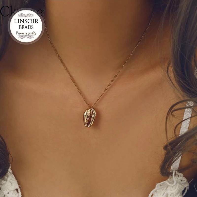 

Vintage Fashion Silver Alloy Conch Gold Shell Necklace For Women Shape Pendant Simple Seashell Ocean Beach Boho Bohemian Jewelry